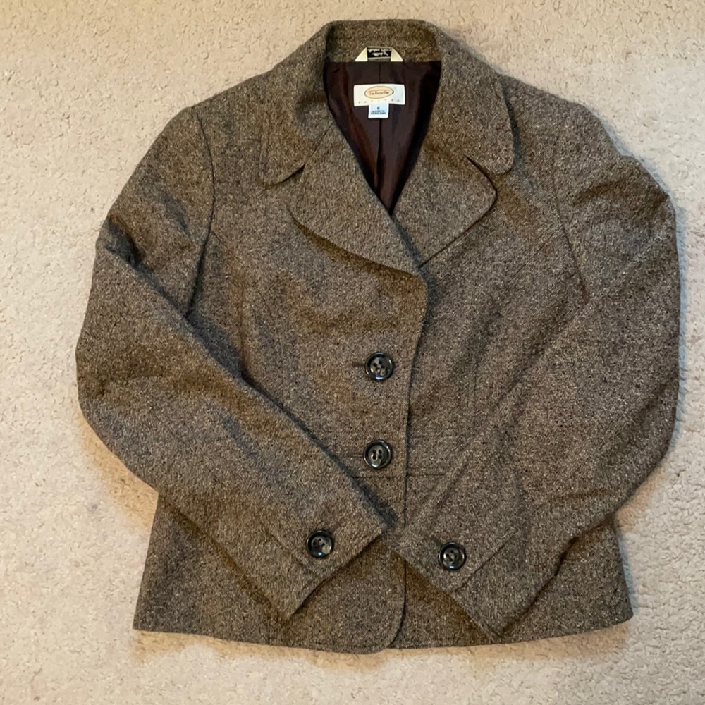 Talbots Brown Lined Tweed Blazer